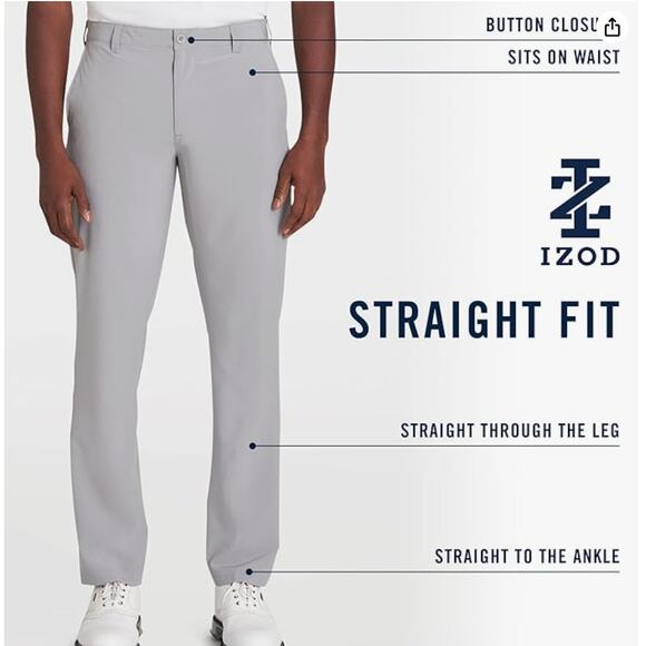 IZOD Golf Swingflex Straight-fit Flat-Front Pants | 36 x 30, Peacoat Navy Blue - Picture 6 of 6